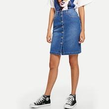 Shein Dark Wash Button Up Skirt