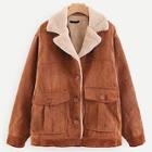 Shein Shearling Lined Pocket Front Corduroy Jacket