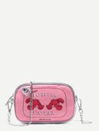Shein Pink Can Shaped Metallic Leather Crossbody Chain Bag