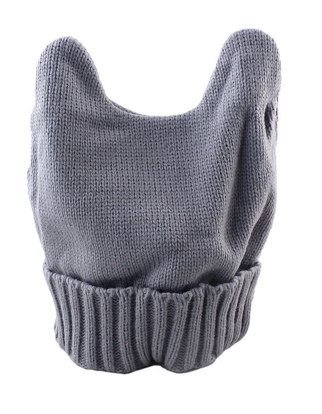 Shein Gray Knitted Ears Beanie Hat
