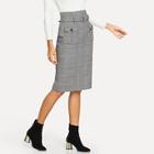 Shein O-ring Belted Plaid Pencil Skirt