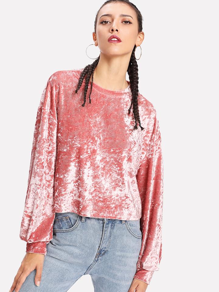 Shein Drop Shoulder Crushed Velvet Tee