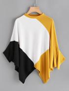 Shein Cut And Sew Panel Hanky Hem Batwing Tee