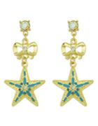 Shein Blue Hanging Rhinestone Star Earrings