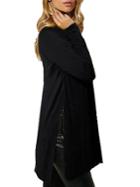 Shein Black Round Neck Split Dip Hem T-shirt
