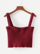 Shein Solid Crop Knit Top