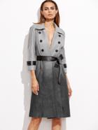 Shein Ombre Faux Suede Double Button Front Coat