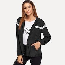 Shein Letter Print Drawstring Hem Jacket