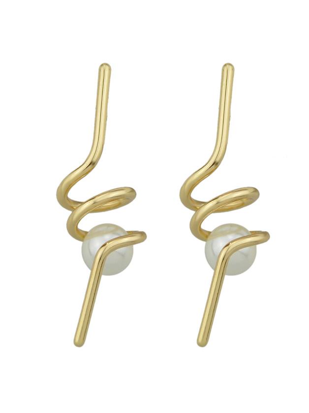 Shein Geometic Metal Shape With Simulated-pearl Stud Earrings