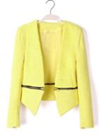 Rosewe Shiny Yellow Zipper Decoration Long Sleeve Fitted Blazer