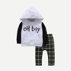Shein Boys Letter Print Hooded Sweatshirt With Pants