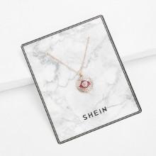 Shein Rhinestone Round Pendant Chain Necklace