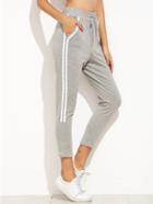 Shein Grey Striped Side Drawstring Sport Pants