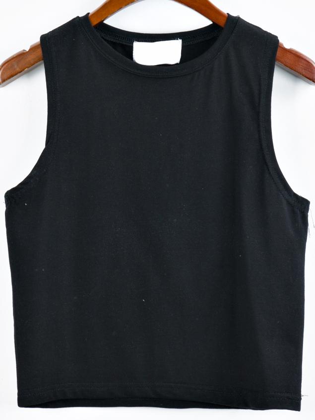 Shein Plain Black Crop Tank Top