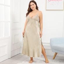 Shein Plus Satin Slit Hem Cami Dress