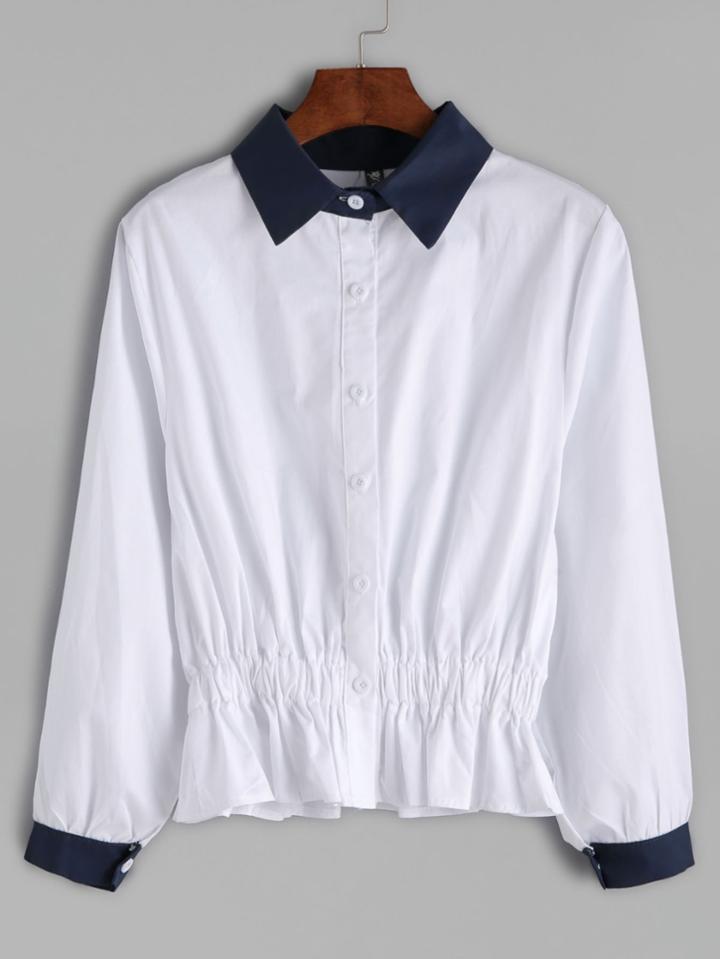 Shein Contrast Trim Peplum Shirt