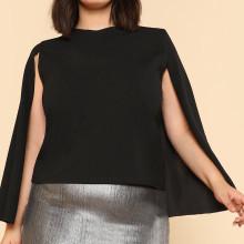 Shein Plus Keyhole Back Cloak Sleeve Blouse