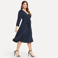 Shein Plus Surplice Neck Solid Dress