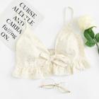 Shein Gold Print Ruffle Hem Crop Cami Top