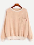 Shein Khaki Drop Shoulder Seam Pocket Corduroy Sweatshirt