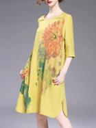 Shein Sunflowers Print Split Shift Dress