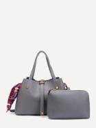 Shein Pu Combination Bag 2pcs With Scarf Detail