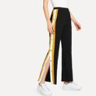 Shein Buttoned Striped Sideseam Pants