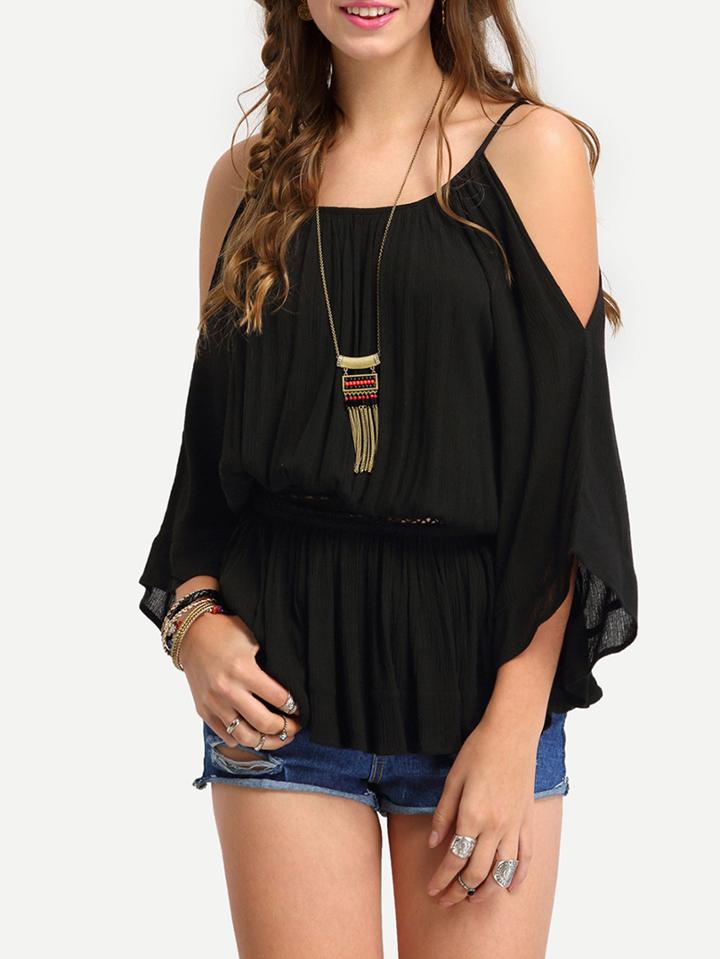 Shein Cold Shoulder Peplum Cami Blouse