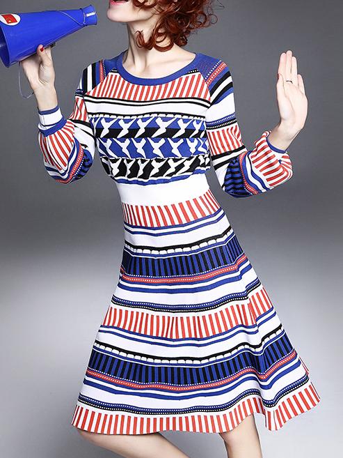 Shein White Color Block A-line Dress