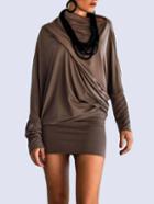 Shein Coffee Bat Sleeve Folds Sweatshirt