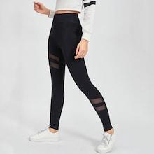 Shein Mesh Contrast Solid Leggings