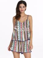 Shein Multicolour Spaghetti Strap Tradition Tribal Print Dress