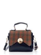 Shein Round Button Design Plaid Flap Bag