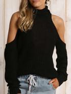 Shein Black High Neck Cold Shoulder Sweater