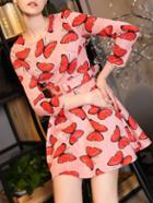 Shein Butterfly Print Belted Dress