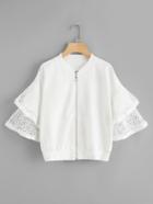Shein Flounce Sleeve O-ring Zip Jacket