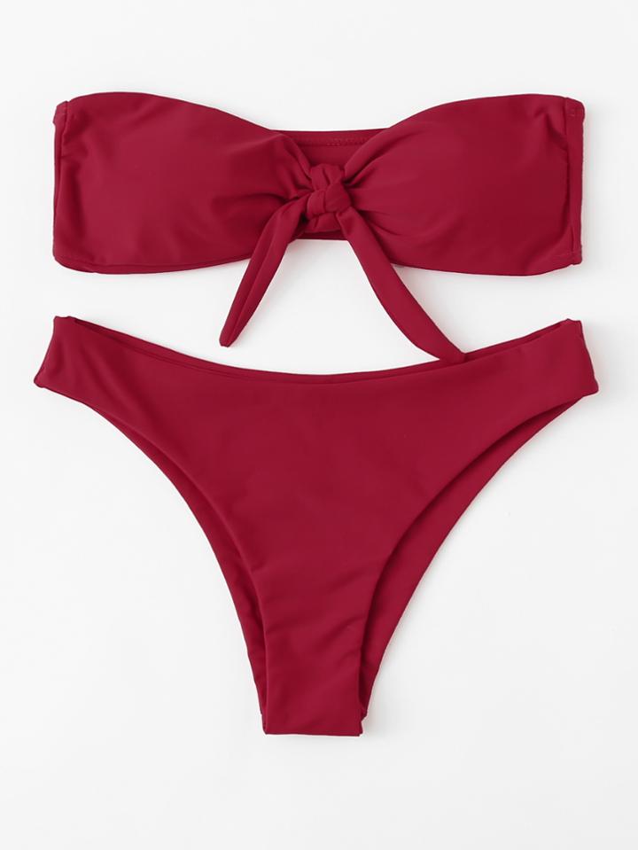 Shein Knot Bandeau Bikini Set