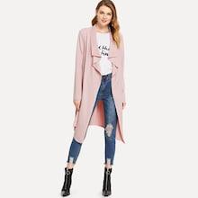 Shein Solid Self Tie Long Coat