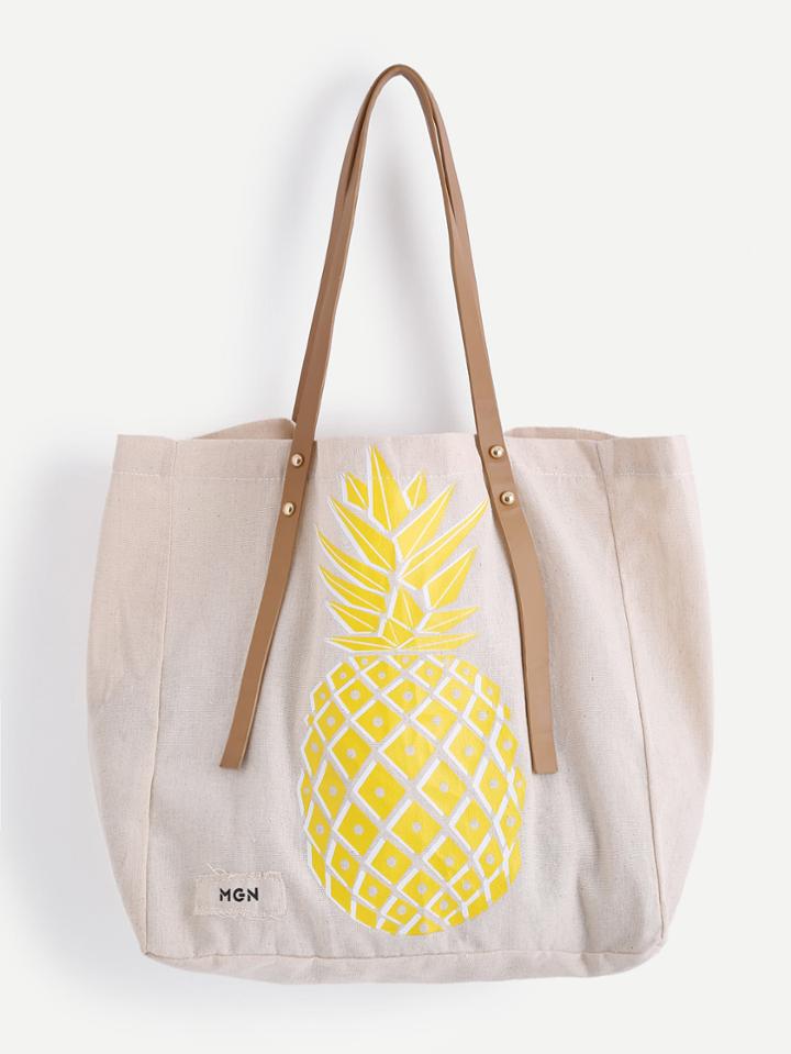 Shein Pineapple Print Tote Bag