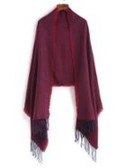 Shein Red Mottled Fringe Edge Shawl Scarf