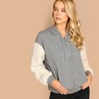 Shein Drop Shoulder Zip Up Hooded Sweatshirt