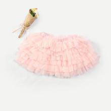 Shein Girls Layered Solid Mesh Skirt