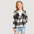 Shein Girls Zip Up Plaid Gingham Print Jacket