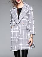 Shein Grey Lapel Applique Pouf Coat