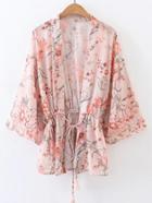 Shein Kimono Sleeve Drawstring Waist Top With Fringe