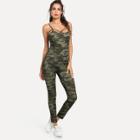 Shein Strappy Neck Camo Cami Jumpsuit