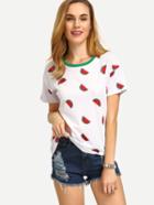 Shein Multicolor Fruits Print Short Sleeve T-shirt
