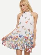 Shein Multicolor Butterflies Print Sleeveless Shift Dress