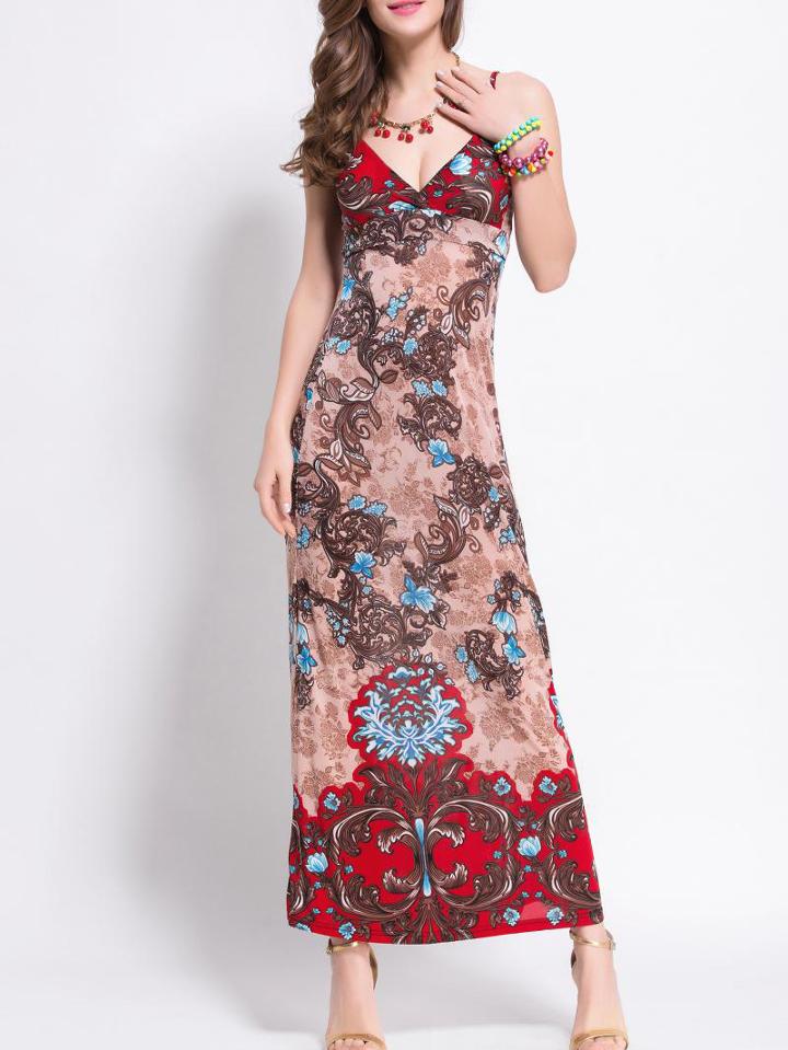 Shein Multicolor Spaghetti Strap Tribal Print Dress