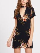 Shein V-cut Floral Chiffon Dress